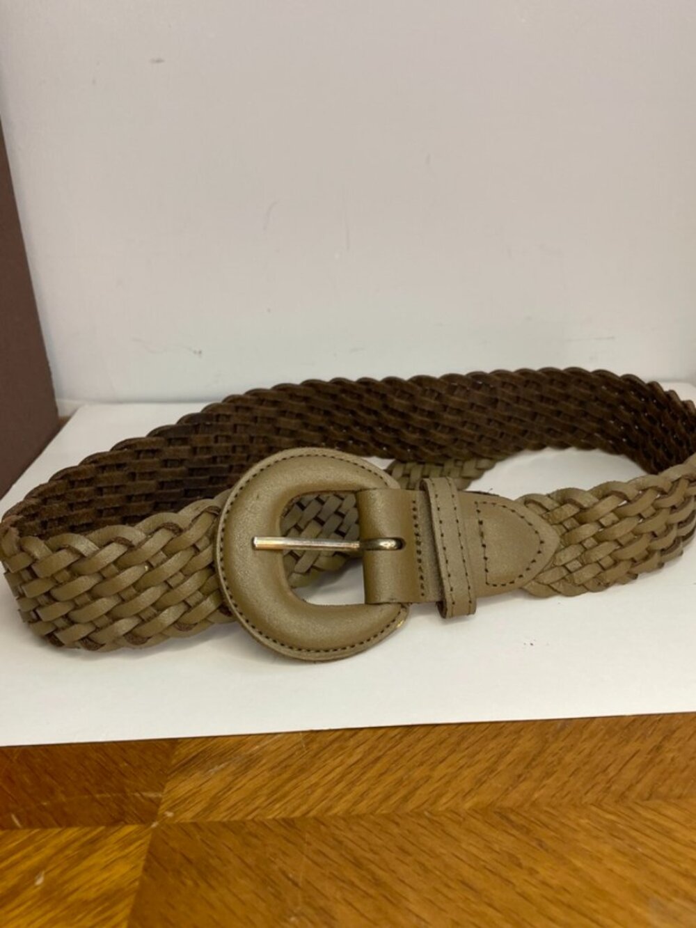 Women's Woven / Braided Leather Belt w Leather Covered Buckle from Argentina 40"